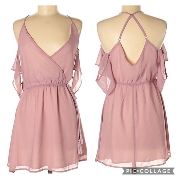 NWOT Tobi Rhythm Rose Cold Shoulder Mini Dress - Picture 2 of 10